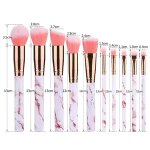 Marble Makeup Brushes Set 10Pcs Plastic Handle Custom Makeup Brush For Facial Makeup With Premium Synthetic Hair