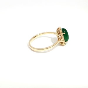 Yellow <b>Gold</b> <b>Cocktail</b> <b>Ring</b> with Oval Emerald Cabochon Elevate your ensemble with this captivating yellow <b>gold</b> <b>cocktail</b> <b>ring</b> - Product Image 4