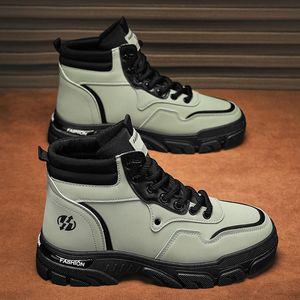 2026 Fall New Men’s British Style Retro Work Yellow Boots High Top Outdoor Waterproof Leather Boots For Wholesale - Product Image 2