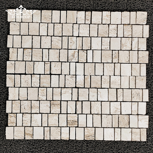 Mosaïque en travertin GOLDTOP, beige miel, avec résine argentée, feuille de maille, finition polie, pour zone humide, crédence de cuisine, mur de salle de bain - Product Image 3