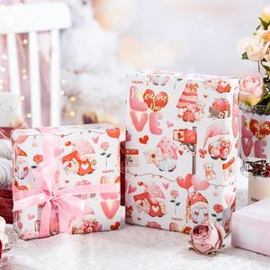 Valentine's Pink Gnome <b>Wrapping</b> <b>Paper</b> 17 In X 32.8 Ft Double Side Eco Friendly Gift Craft Packaging <b>Paper</b> - Product Image 3
