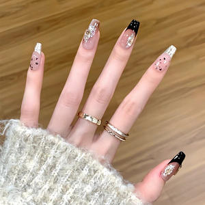 Faux ongles longs transparents effet glace avec motif cœur et ruban, tendance Xiaohongshu et Instagram - Product Image 4