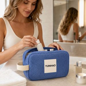 Custom Logo Terry Cloth Cosmetic <b>Bag</b> Soft Zipper Makeup <b>Pouch</b> Portable Travel Toiletry Organizer <b>for</b> <b>Women</b> Wholesale - Product Image 4