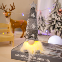 LED-beleuchteter, gestrickter Weihnachtsmann-Waldgnom, sitzende, gesichtslose Gnom-Puppe, Plüsch-Ornament, Weihnachtstisch-Dekoration, Weihnachtsgeschenke für die Heimdekoration