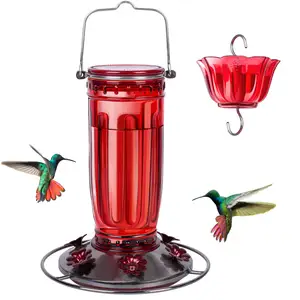 Welcome OEM/ODM Glass Hummingbird Feeder For Outdoors Wild Bird Feeder With 6 Feeding Ports Hanging For Garden Yard