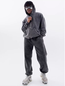 All'ingrosso <span class=keywords><strong>Cardigan</strong></span> Casual da uomo Vintage con cerniera lavata con cappuccio, giacche versatili di cotone oversize - Product Image 5