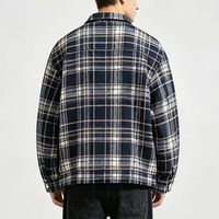 Blouson Bomber en Flanelle à Carreaux en Mélange de Laine pour Homme, Coupe Ample, Chaud et Coupe-Vent pour l'Hiver, Logo sur le Devant, Style Rétro Décontracté
