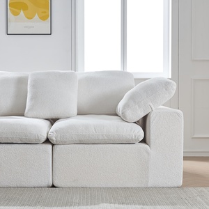 Ensemble de canapé modulaire extensible à accoudoirs droits modernes, revêtement en tissu velours pour les salons de villas et d'appartements - Product Image 2