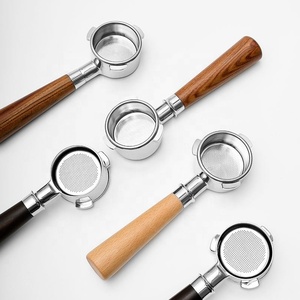 Porte-filtre à café <span class=keywords><strong>Delonghi</strong></span> E61 de 51 mm, 54 mm, 58 mm avec double bec verseur et panier à 2 tasses, compatible avec le groupe E61, avec poignée en bois - Product Image 1