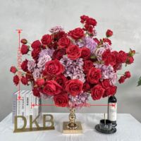 Vente d'usine : Boules de fleurs artificielles rouges, oranges et violettes foncées pour centres de table de mariage et décoration de tables de fête