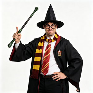Disfraz de Mago de Ravenclaw, Accesorios de Cosplay, Bufanda, Corbata, Varita Mágica, Gafas, Sombrero de Bruja, Disfraz de Halloween para TV y Cine - Product Image 3