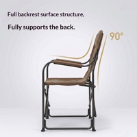 Chaise de camping pliante d'extérieur avec table latérale et dossier, fauteuil de pêche portable (tissu Oxford 600D)