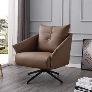 Fauteuil de salon de style minimaliste moderne avec roulettes pivotantes en cuir synthétique pour la maison, le bureau, l'appartement, l'hôtel - Product Image 1