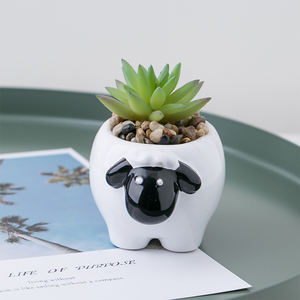 Macetas decorativas para el hogar, macetas de flores pequeñas de oveja con plantas artificiales - Product Image 1