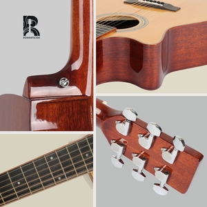 <span class=keywords><strong>Guitare</strong></span> <span class=keywords><strong>semi</strong></span>-<span class=keywords><strong>acoustique</strong></span> ZY-STD02 R fabriquée en Chine, table en épicéa massif, fond et côtés en acajou, finition brillante, design échancré - Product Image 2