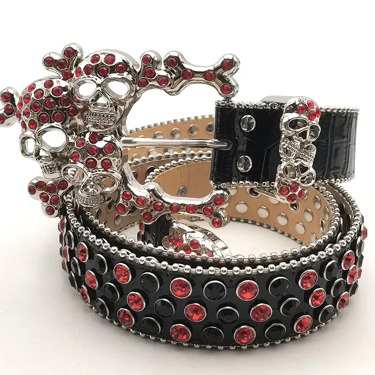 New rhinestone belt with skull buckle