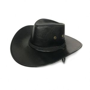 Chapeaux occidentaux américains lisses Bandeaux en imitation cuir Chapeaux de cow-boy Loisirs de plein air Voyage Hommes et femmes Z-19122715 5-8 jours - Product Image 1