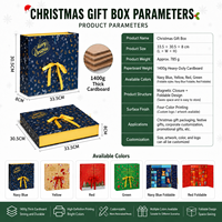 Échantillon gratuit, boîte-cadeau de calendrier de l'avent de Noël en carton de 1400 g avec logo personnalisé, emballage pliable magnétique