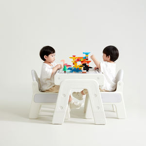 Table et chaises de jeu pour deux enfants VSUCH, jeu éducatif, dessin à la maison, construction de blocs, apprentissage, <span class=keywords><strong>devoirs</strong></span>, table d'activités en plastique pour enfants - Product Image 1
