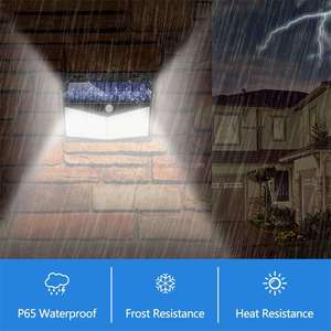 208led năng lượng mặt trời tường máy giặt ánh sáng không thấm nước IP65 ấm trắng LED Đèn trang trí cho ngoài trời Vườn Pathway cảm biến chuyển động - Product Image 4