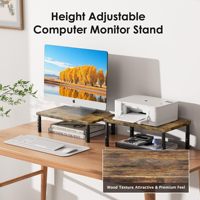 Support de moniteur d'ordinateur réglable en bois et en fer, organisateur de bureau à un seul niveau