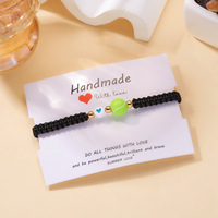 Bracelet de charme en perles de sport, football, rugby, tennis, cœur, pour un usage quotidien, avec un bracelet tissé réglable pour homme
