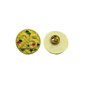 Broches de revers en alliage de zinc plaqué or mat, badges de marque en métal, emblèmes honorifiques pour entreprise, idéales pour les anniversaires. - Product Image 2