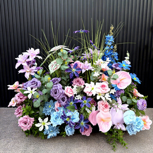 <span class=keywords><strong>Arche</strong></span> de fleurs en soie bleu violet de Monet, en plastique souple, pour décoration de mariage en extérieur - Product Image 4