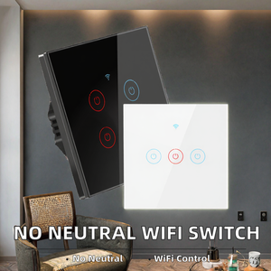 Interrupteur tactile Wi-Fi TL EUW03 EU 3 gangs 1 voie 600W L Plus N Tuya Smart Life App Blanc Noir pour usage domestique mural quotidien - Product Image 2