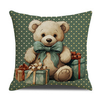 Housse de coussin de Noël YINUAN, motif bonhomme de neige, ours, renne, chaussette de Noël, housse décorative pour canapé