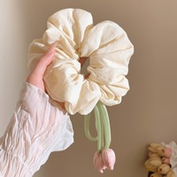 Chouchous surdimensionnés en forme de tulipe faits à la main, élastiques à cheveux doux pour femmes et filles, accessoires capillaires en ruban de tissu, bandeaux élastiques
