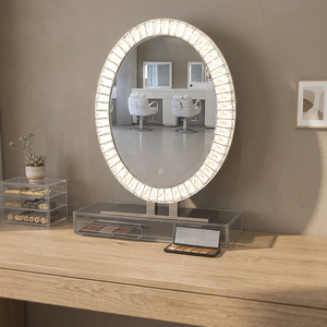 Miroir LED anti-buée éclairé, style Art Déco, mural, à commande tactile, lumière de maquillage moderne pour salle de bain - Product Image 3
