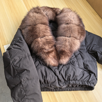 2025 Winter Big Natural Fox Fur Flauschiger Puffer mantel Frauen Warm 90% White Duck Feather Down Kurze Jacke Wasserdichter Parka