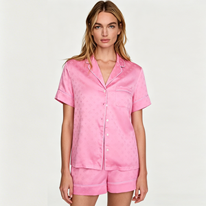 Conjunto de Pijama de Seda Satinada para Mujer, Tallas Grandes, Verano 2026, Personalizable, Cómodo y Elegante - Product Image 1