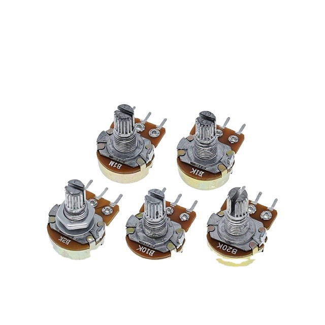 50K 10K 100K 500K 1M 1K 20K 2K 250K 5K WH148 Single-gang Potentiometer 15mm