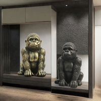 Statue de gorille doré en résine, grande taille, pour décoration intérieure de Noël, sculpture artistique, King Kong, moderne, abstrait