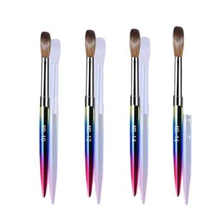 Flat Crystal Nail Art Gel <b>Brush</b> Crimped Ferrule Metal Stem Nylon Bristle Painting Drawing Liner <b>Brush</b> for Acrylic UV Gel - Product Image 2