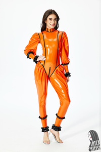 Combinaison en <span class=keywords><strong>latex</strong></span> pour <span class=keywords><strong>femme</strong></span> LatexCatfish, manches bouffantes, costume de mode pour adulte - Product Image 3