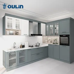 Muebles de cocina Blu europea piccolo set da cucina di stoccaggio mobili cucina gabinetto disegni cucina modulare completo di cucina