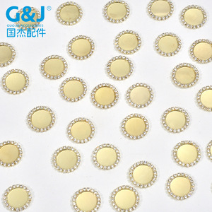 Piedra circular de ojo de gato de fondo plano con incrustaciones de garra Diamantes de imitación sueltos Base de metal de perla brillante con agujero de taladro de cadena de borde - Product Image 3