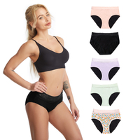 Sous-vêtement menstruel en coton biologique de haute qualité pour femmes Bow élégant culotte en bambou à l'épreuve des périodes à trois couches tricotée au quotidien