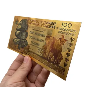 डायरेक्ट सेलिंग कम MOQ सोने जिम्बाब्वे बैंक नोट प्रोप पैसे 100 Yottalillion नोट
