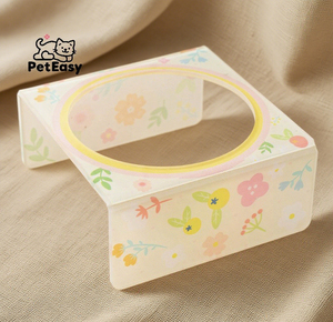 2025 diskon besar dudukan akrilik berbentuk bunga Anti-tip hewan peliharaan kucing dan anjing penggunaan ganda keramik mangkuk Tunggal - Product Image 4