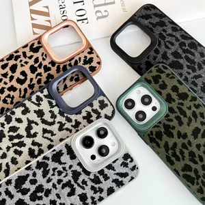 Fashion Leopard Print Fabric Design Mobile Phone Case for iPhone 15 14 13 12 Case