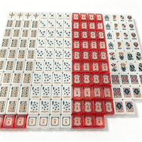 Jeu de Mahjong Complet Personnalisé Rouge Ginkgo en Acrylique Frotté à la Main, Style Américain/Western, Boîte en Carton, pour Soirées de Jeu en Famille et Adultes