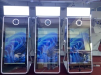 Cabina de Fotos con Espejo Mágico de 65 Pulgadas con Pantalla Táctil de 32/43 Pulgadas y Estuche de Transporte, Máquina de Espejo Selfie Portátil para Fiestas y Eventos