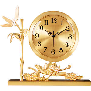 Horloge de <span class=keywords><strong>table</strong></span> analogique en laiton de style chinois, symbole de paix et de prospérité, <span class=keywords><strong>d</strong></span>écoration haut de gamme pour salon avec mouvement des secondes fluide - Product Image 5