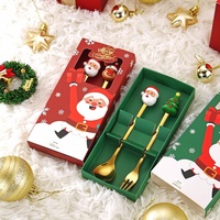 Coffret Cadeau Créatif de Mini Cuillères et Fourchettes en Acier Inoxydable pour Noël, Figurine Bonhomme de Neige