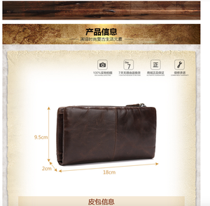 Portefeuille long pour homme en cuir de vache véritable, sacs à main multifonctionnels, sacs à main de mode, sacs d'affaires - Product Image 2
