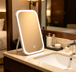 <b>LED</b> <b>Makeup</b> <b>Mirror</b> Rectangular Plastic Touch Switch Minimalist Design Freestanding Home Use - Product Image 5